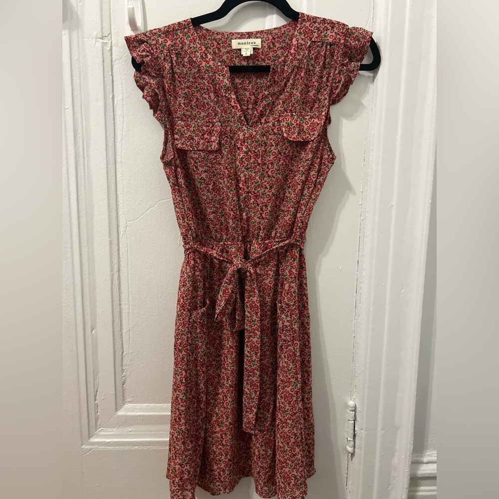 Monteau Pink Floral Midi Dress